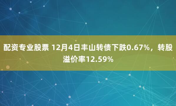 配资专业股票 12月4日丰山转债下跌0.67%，转股溢价率12.59%